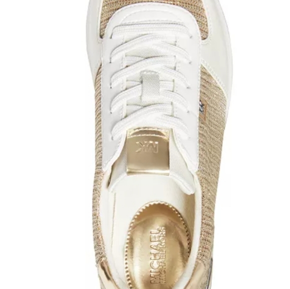 Michael Kors Monique Knit Trainer Lace-up Gold Sneakers -8.5 - Picture 4 of 8